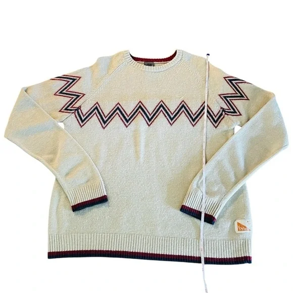 55 DSL Stylish Vintage Cream Sweater with Zigzag Pattern Size XL - Picture 6 of 14